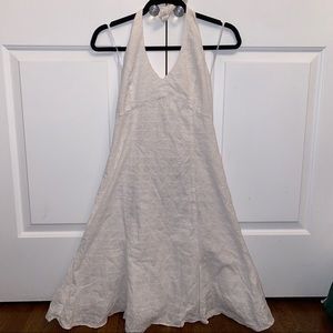 Chaps White Crochet Halter Dress